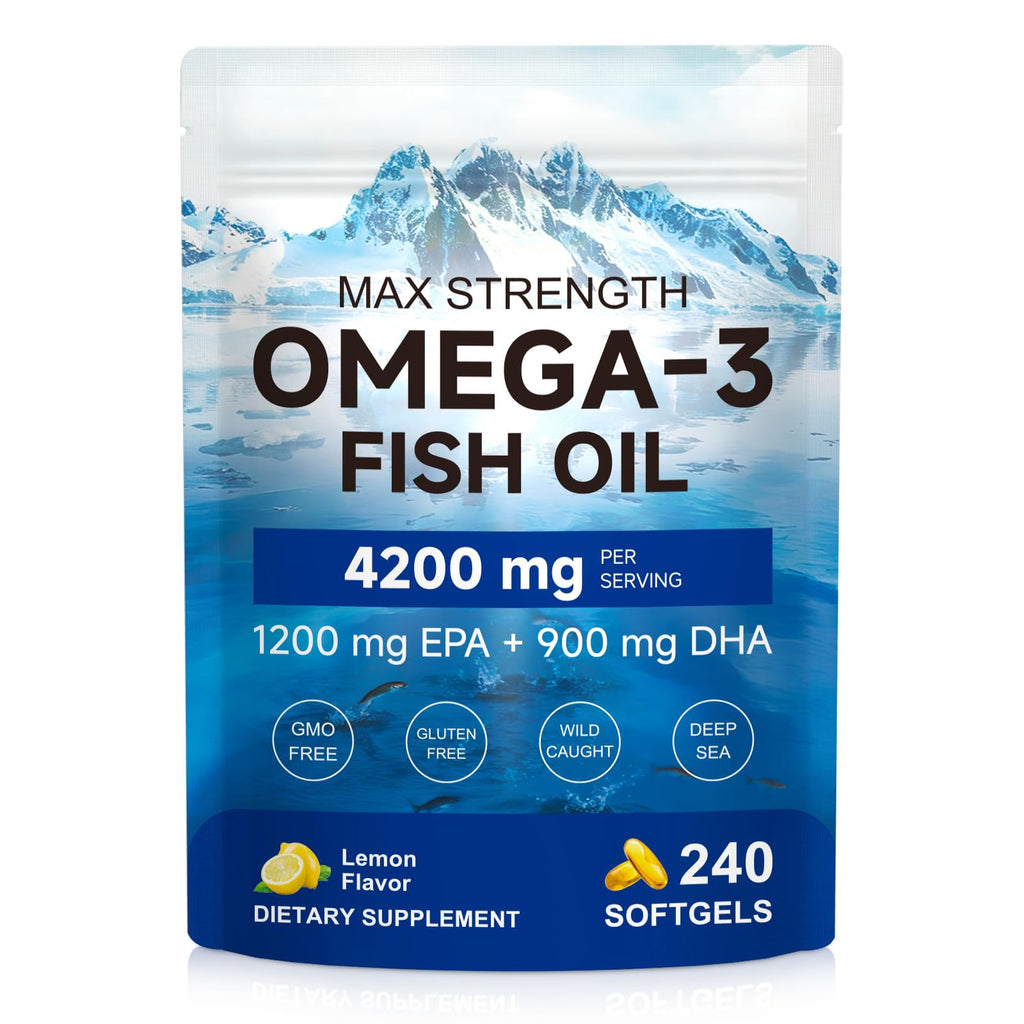 Omega 3 Fish Oil 4200mg 240 Softgels Lemon Flavor P993545