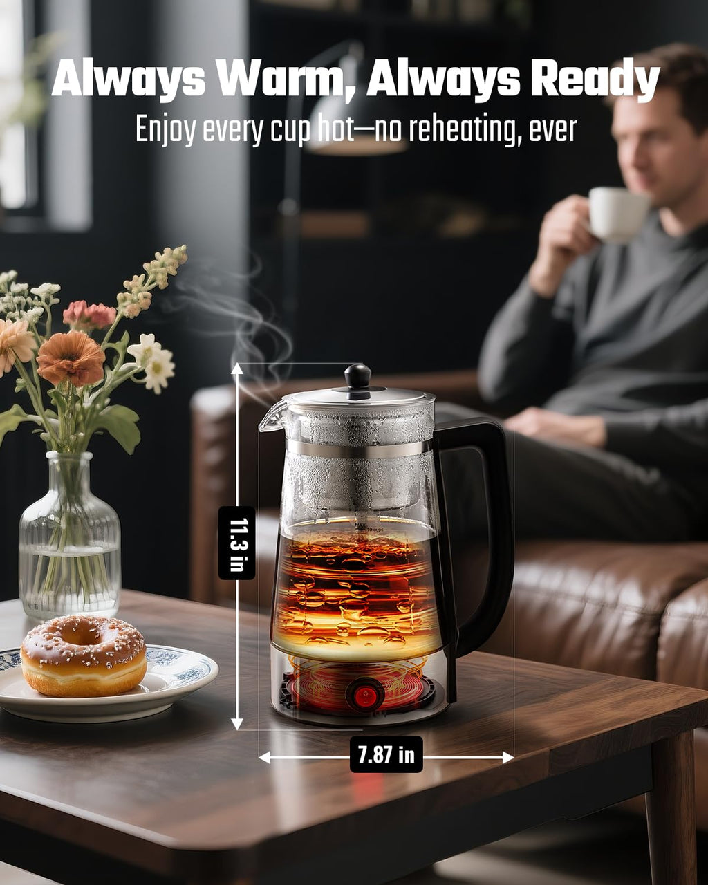 10-Cup Electric Percolator Coffee Pot with Borosilicate Carafe Q1588