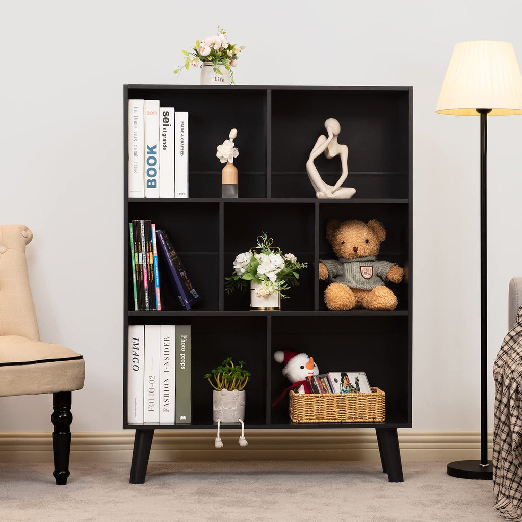 Black 3 Tier Wood Bookshelf Q16667