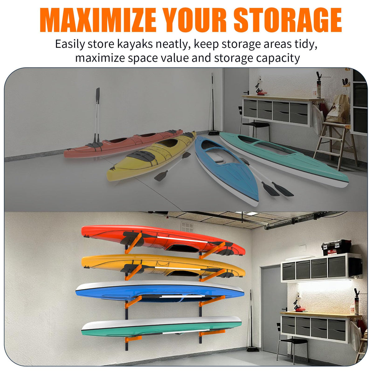Wall Mount Adjustable Kayak Storage Rack Z316