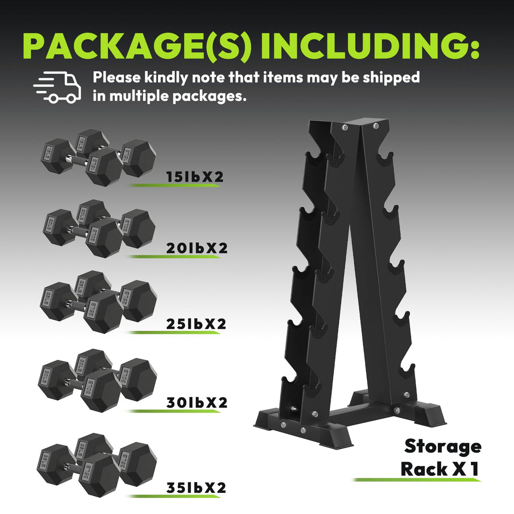Hex Dumbbell Set with Vertical Storage Rack P710
