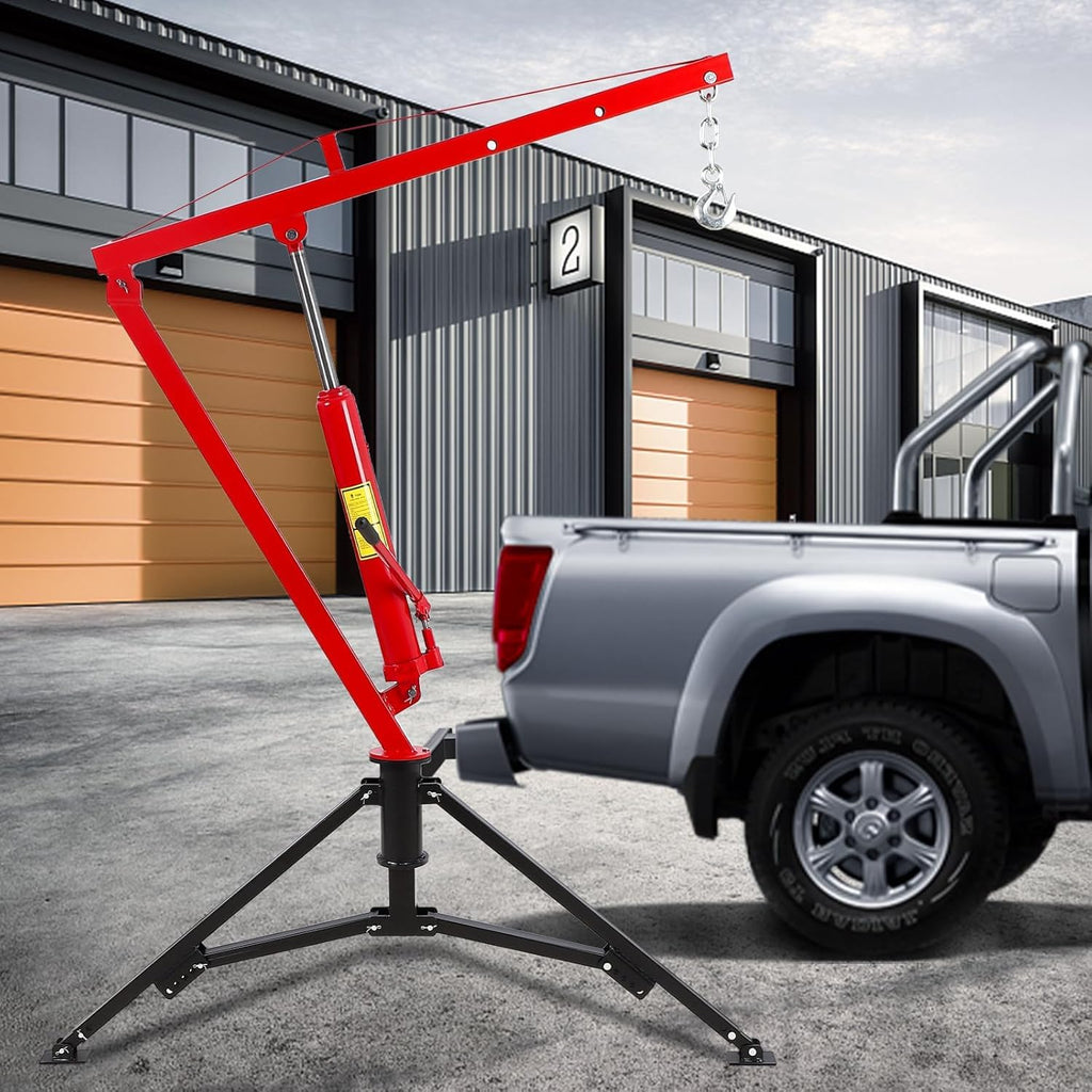 Hydraulic Pickup Truck Crane, 1000 Lbs Capacity, 360° Swivel, Red V721876
