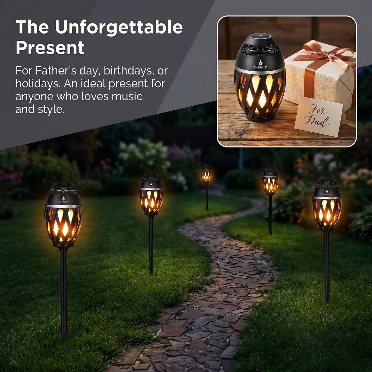 Black 2 Pack Waterproof Bluetooth Speaker with LED Torch Light B320379