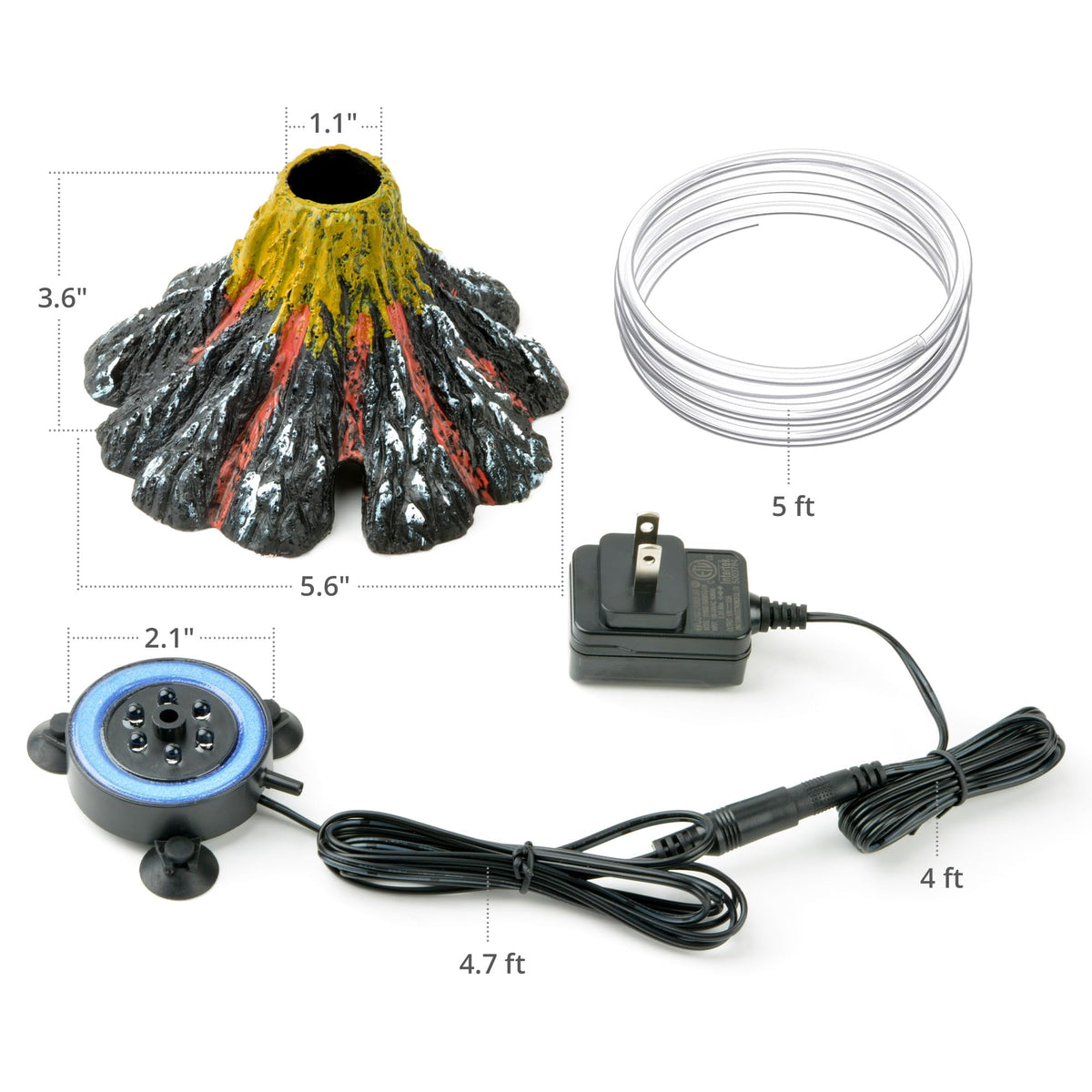 Aquarium Bubbler Decoration LED Volcano Ornament F843314