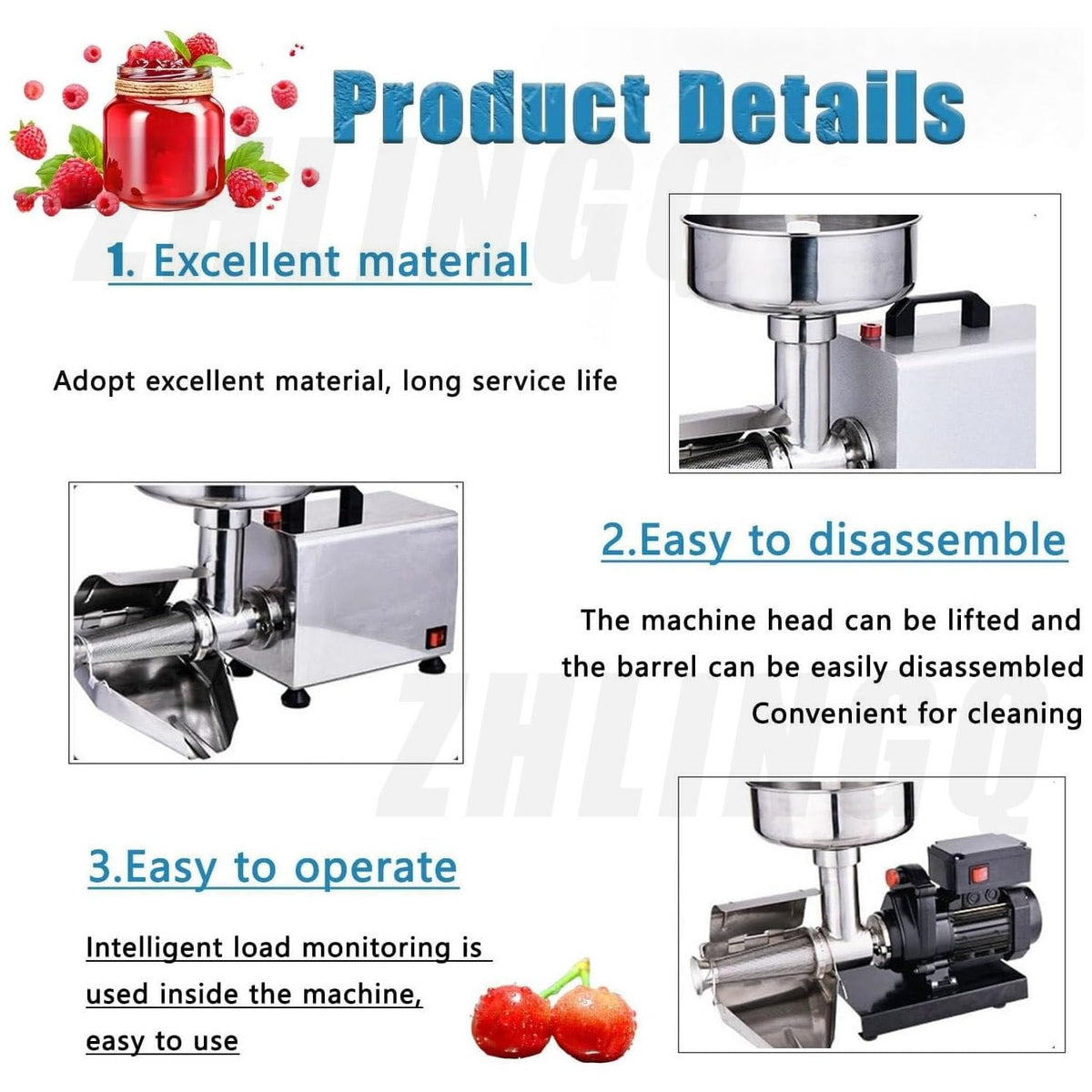 450W Electric Tomato Strainer with Funnel and Trough O840