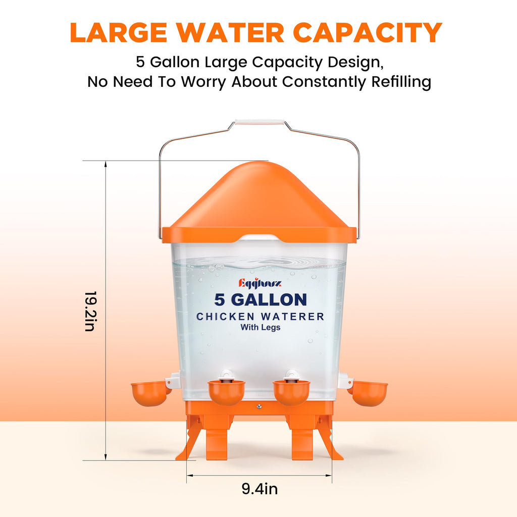 5 Gallons Chicken Waterer Bucket with Cups and Adjustable Legs K118