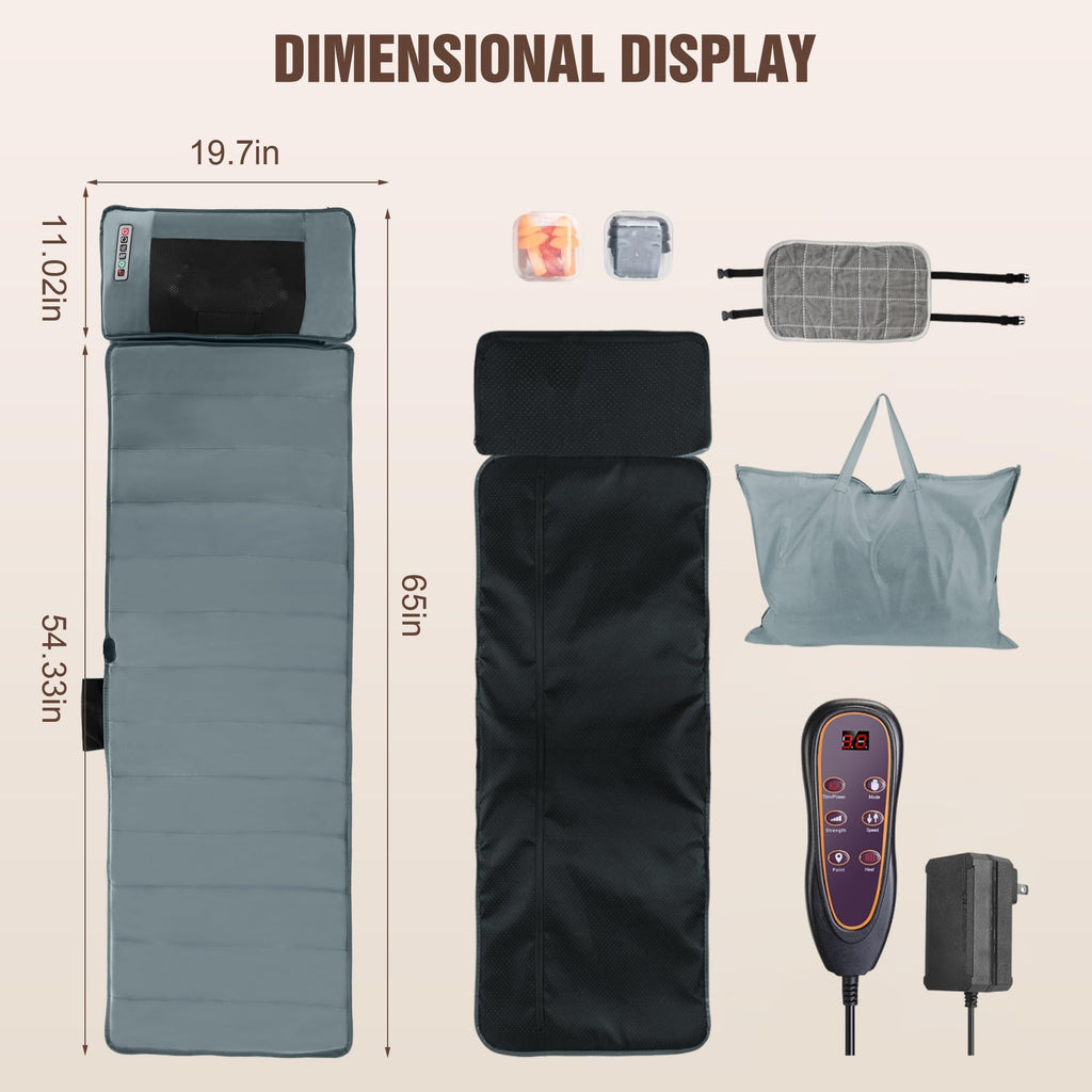 Full Body Massage Mat with Heat, 10 Motors, 9 Modes N2948