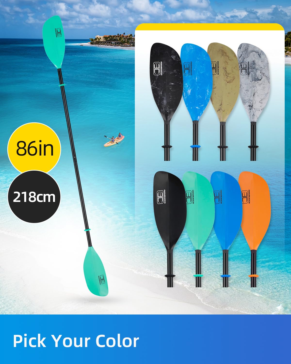 86in/218cm 90.5in/230cm Alloy Shaft 2-Piece Kayak Paddle E4964