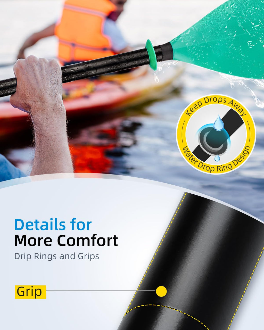 86in/218cm 90.5in/230cm Alloy Shaft 2-Piece Kayak Paddle E4964