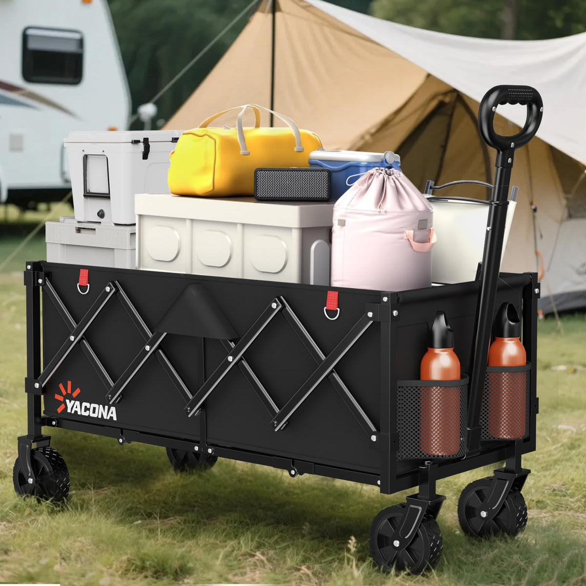 35" Extra Long Foldable Wagon Cart with Wheels J931100