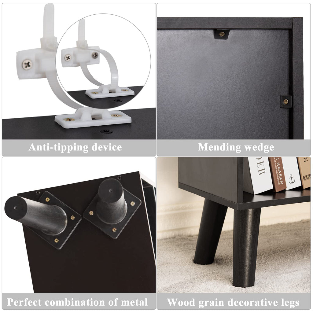 Black 3 Tier Wood Bookshelf Q16667