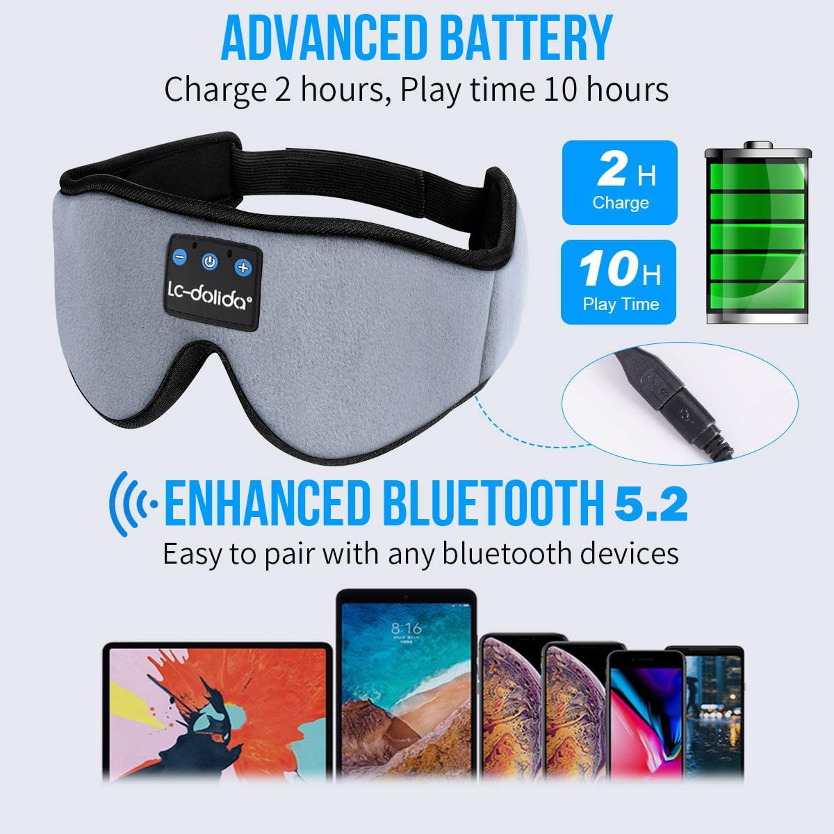 Sleep Mask with Bluetooth Headphones Cotton Y664