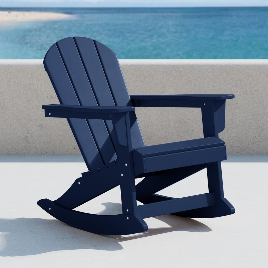 Navy Blue HDPE Outdoor Rocking Chair V987
