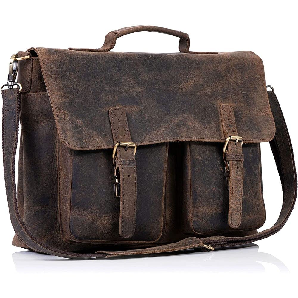 16 Inch Leather Laptop Messenger Bag L10534