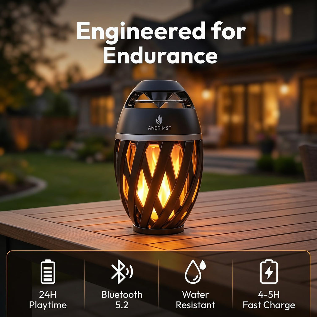 Black 2 Pack Waterproof Bluetooth Speaker with LED Torch Light B320379