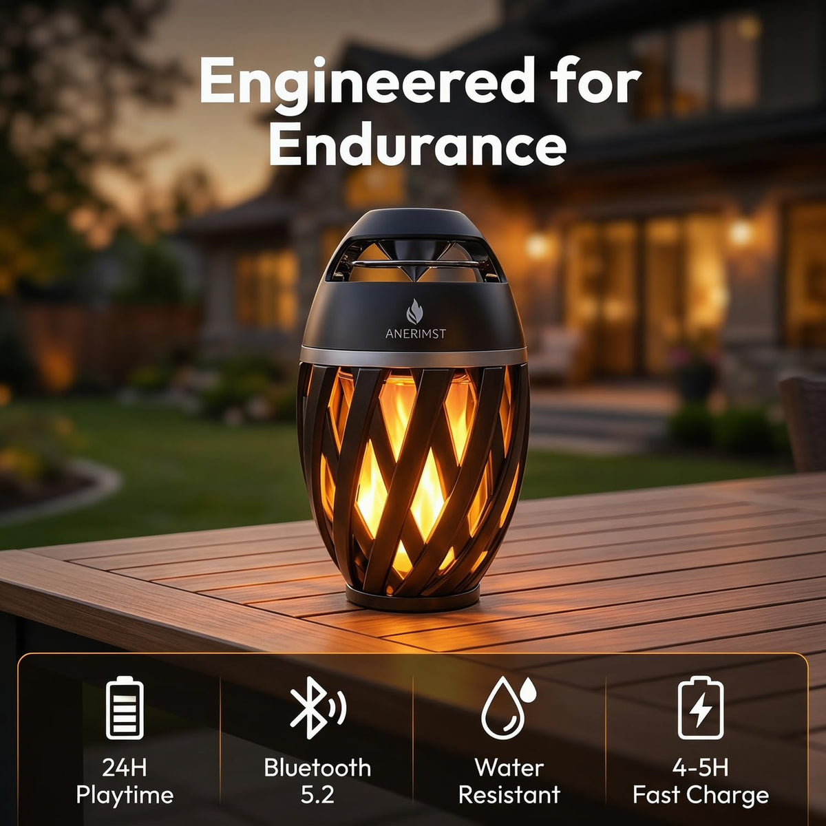 Black 2 Pack Waterproof Bluetooth Speaker with LED Torch Light B320379