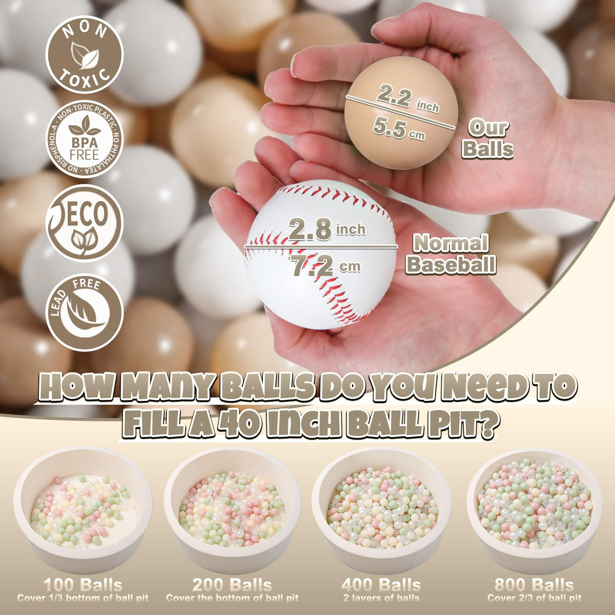 100pcs 2.15inch BPA Free Crush Proof Plastic Balls M965891