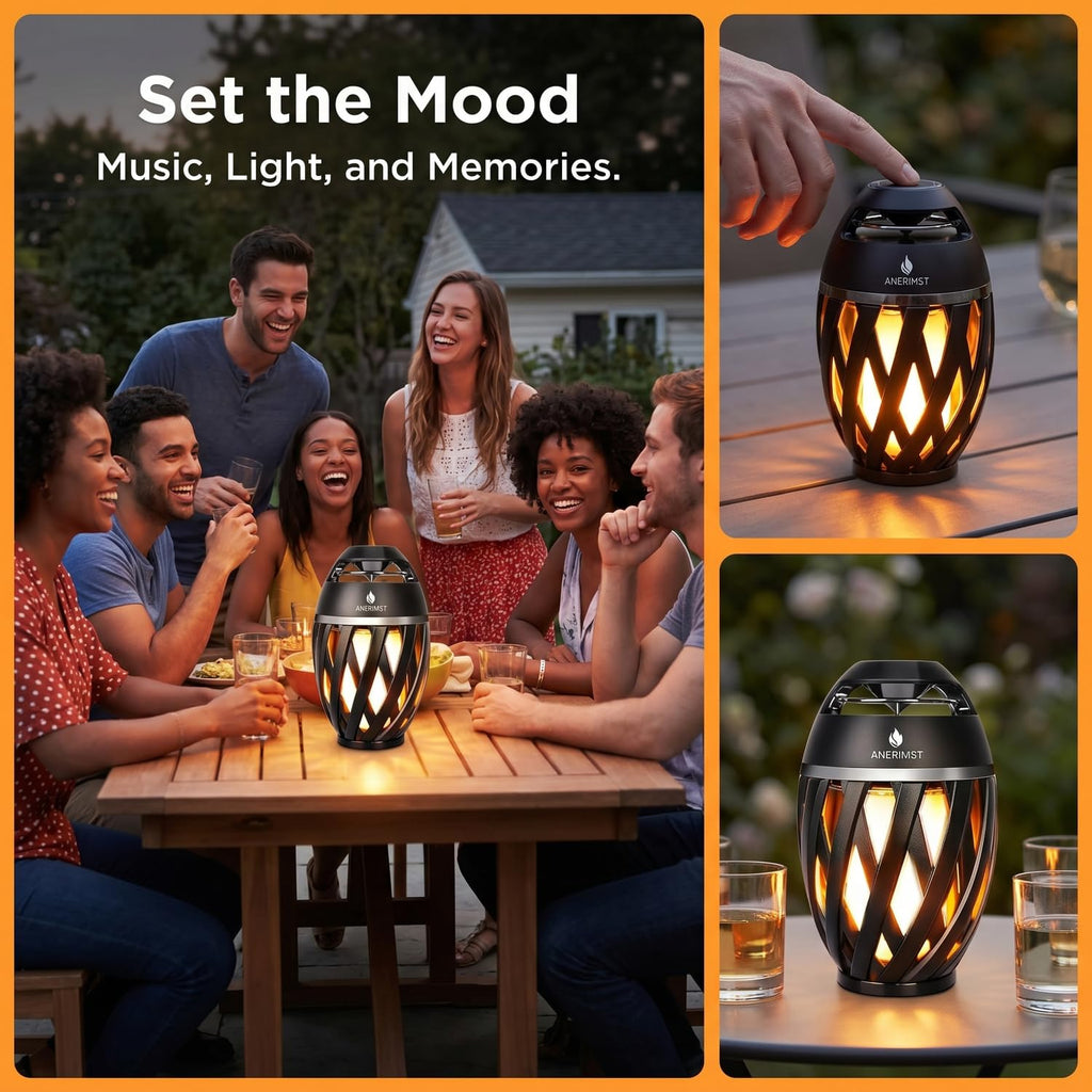 Black 2 Pack Waterproof Bluetooth Speaker with LED Torch Light B320379