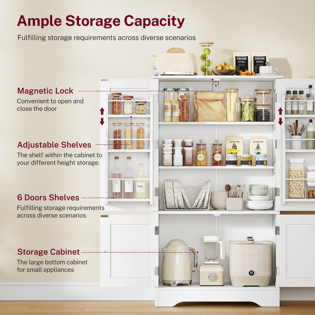 43”H Pantry Cabinet with 4 Doors H630509