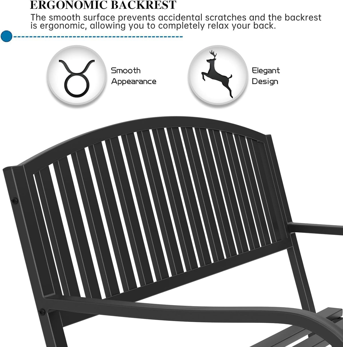 50'' Weatherproof Cast Iron Metal Outdoor Bench J85598