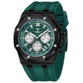 Men's Quartz Chronograph Watch 41MM Waterproof Rubber Strap Luminous F98419