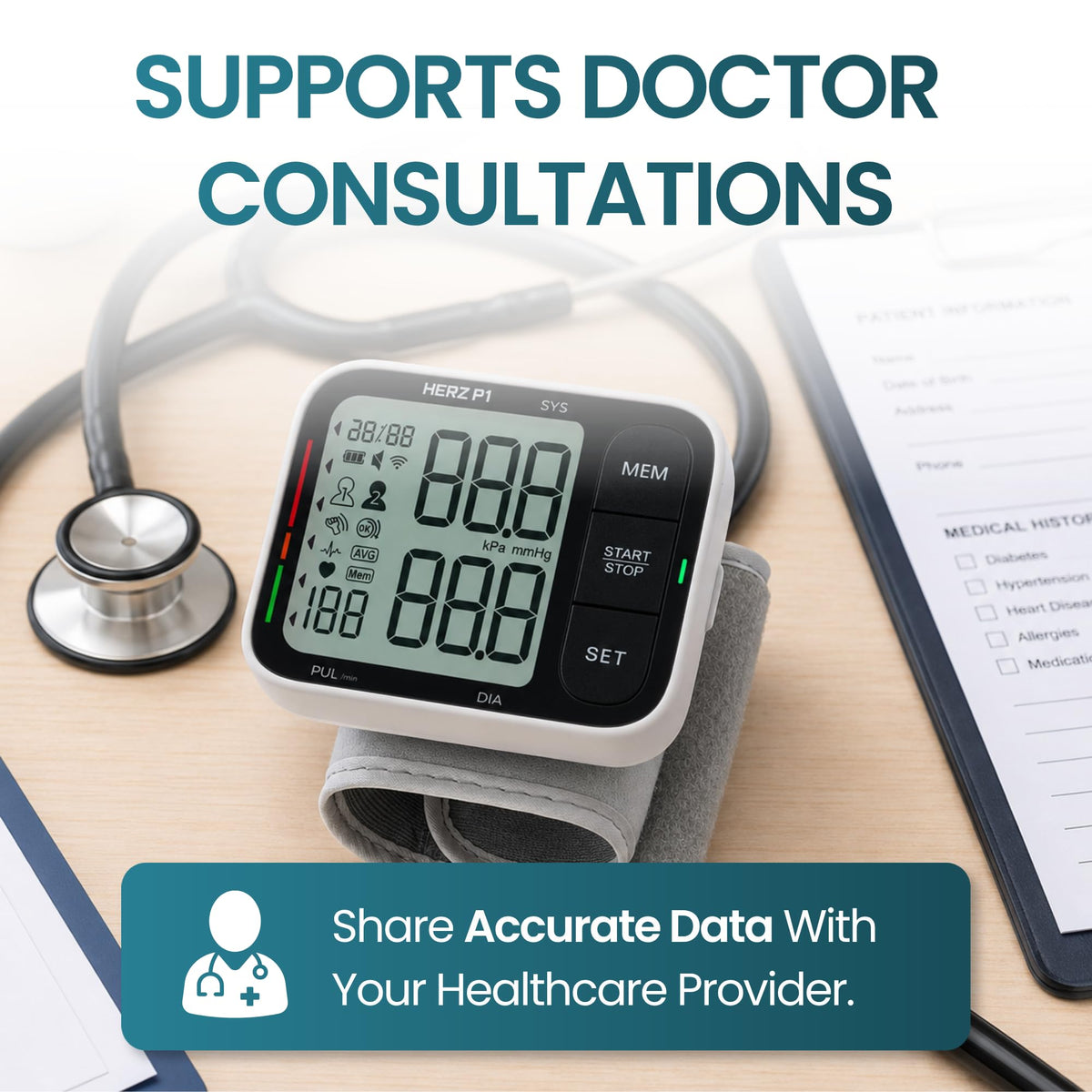 Wrist Blood Pressure Monitor with Large LCD Display and Adjustable Cuff P344