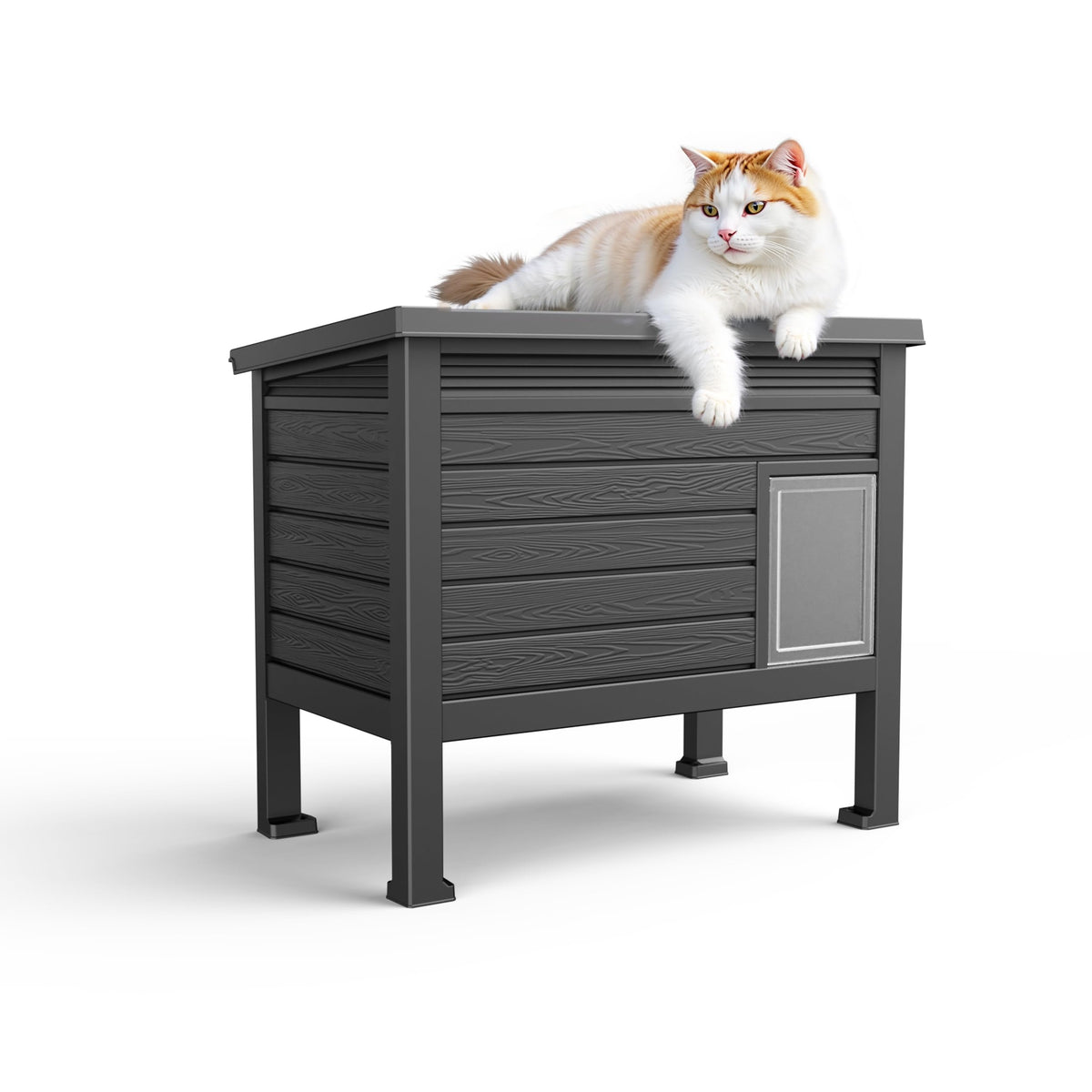 Outdoor Cat House, Black, Large F282