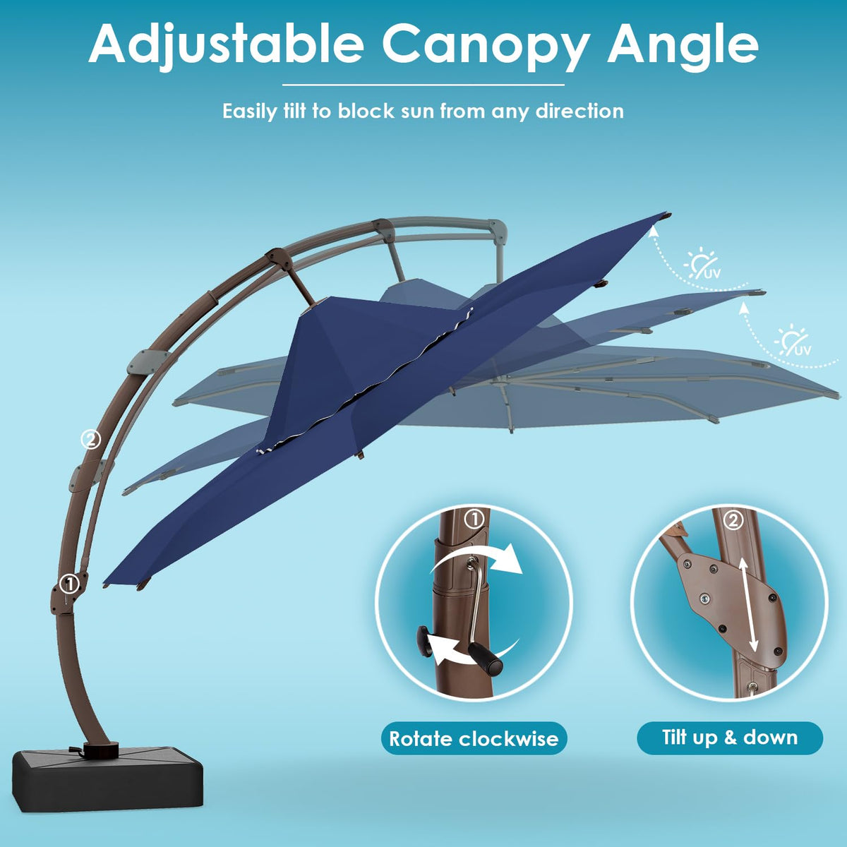 11-FT Patio Offset Cantilever Umbrella with Base I5975