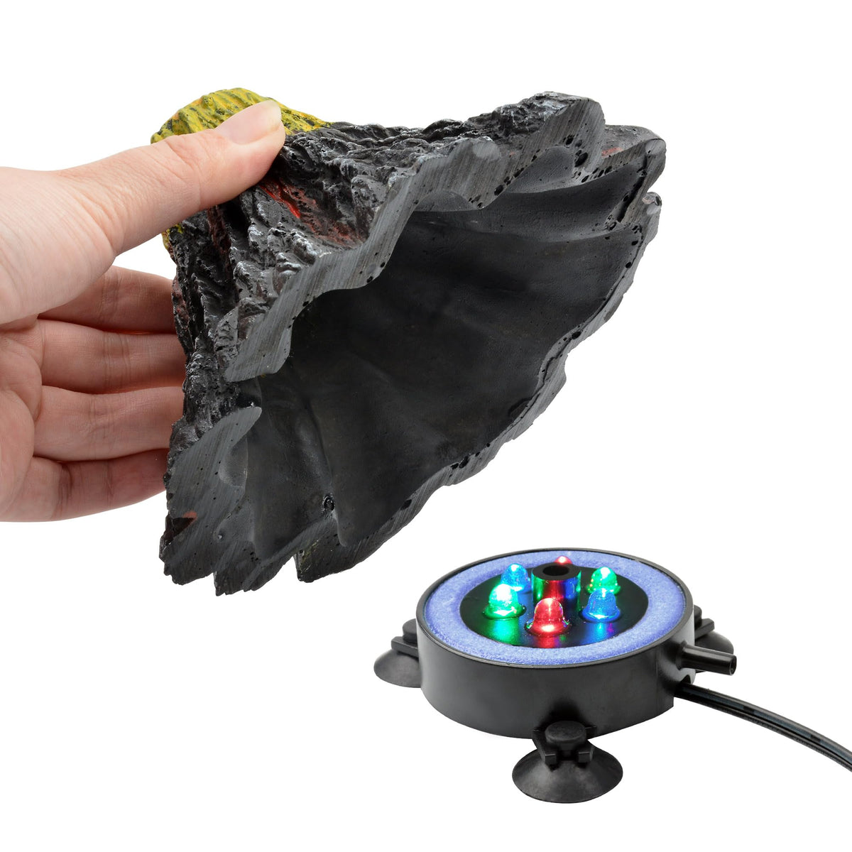 Aquarium Bubbler Decoration LED Volcano Ornament F843314
