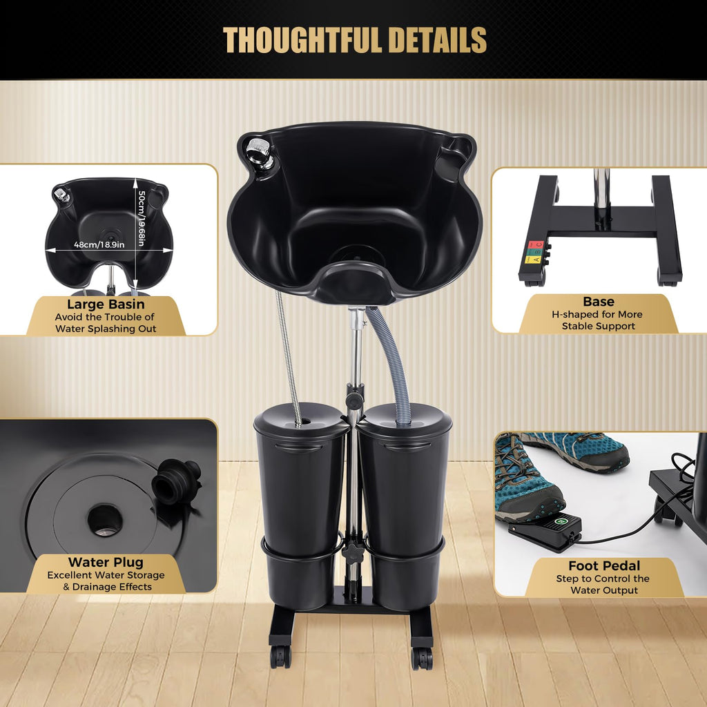 Portable Mobile Shampoo Bowl with Electric Pump O767