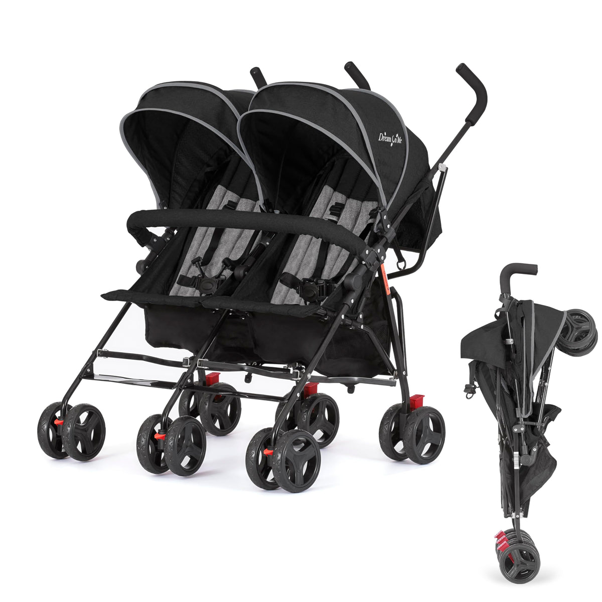 Black Twin Umbrella Toddler Stroller V989