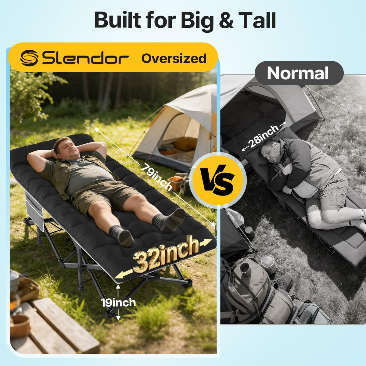 XXL Camping Cot with Mattress, Pillow & Carry Bag Z329