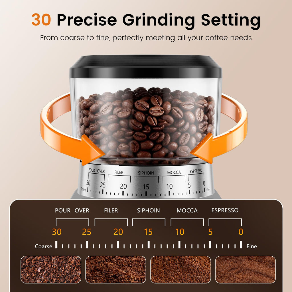 Electric Burr Coffee Grinder, 30 Settings N190