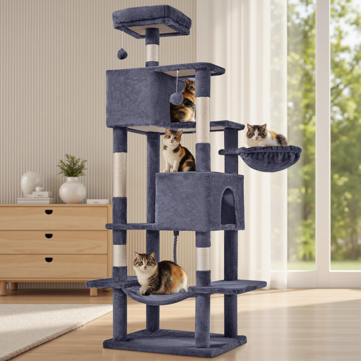 66 Inch Cat Tree Tower with Scratching Posts A623