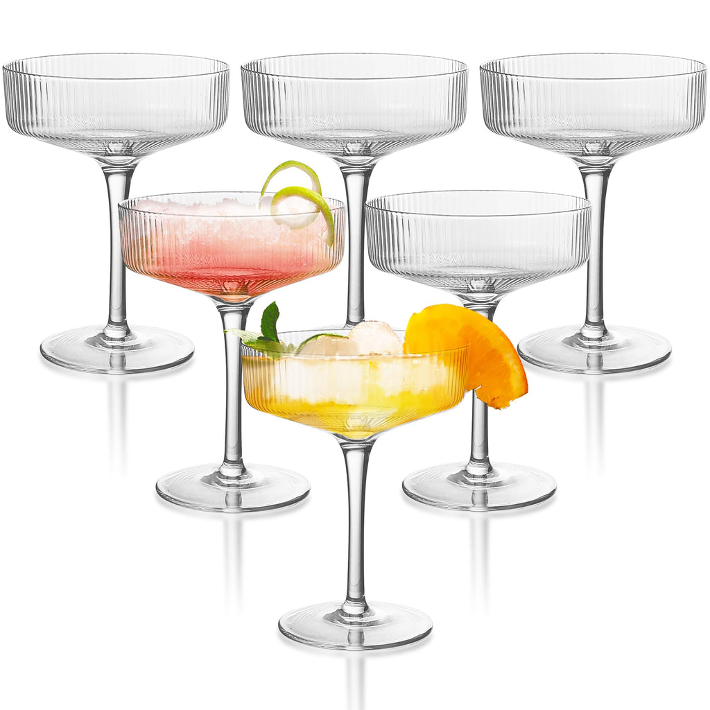 Champagne Coupe Glasses Set of 6, 8 oz Crystal Cocktail Glassware O932691