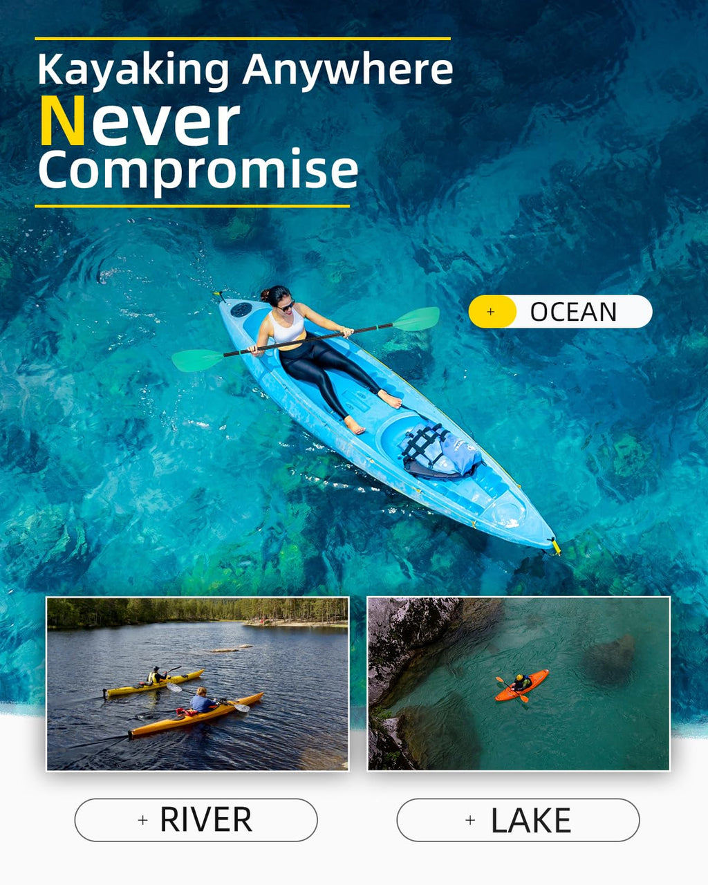 86in/218cm 90.5in/230cm Alloy Shaft 2-Piece Kayak Paddle E4964