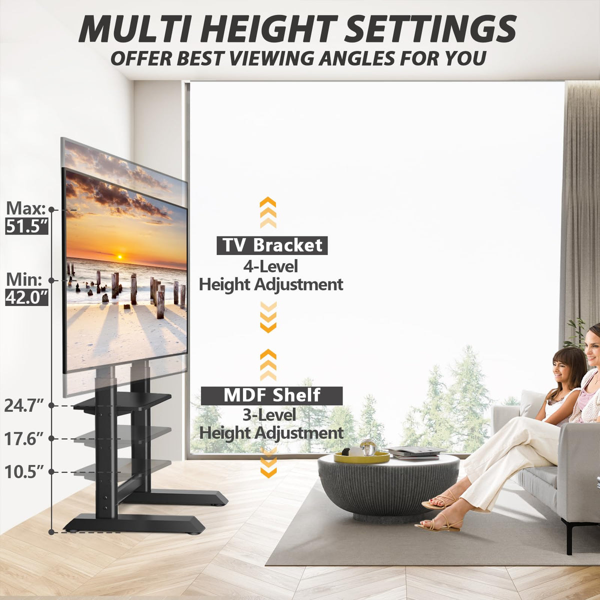 Heavy Duty Rolling TV Stand for 55-100 inch TVs T587