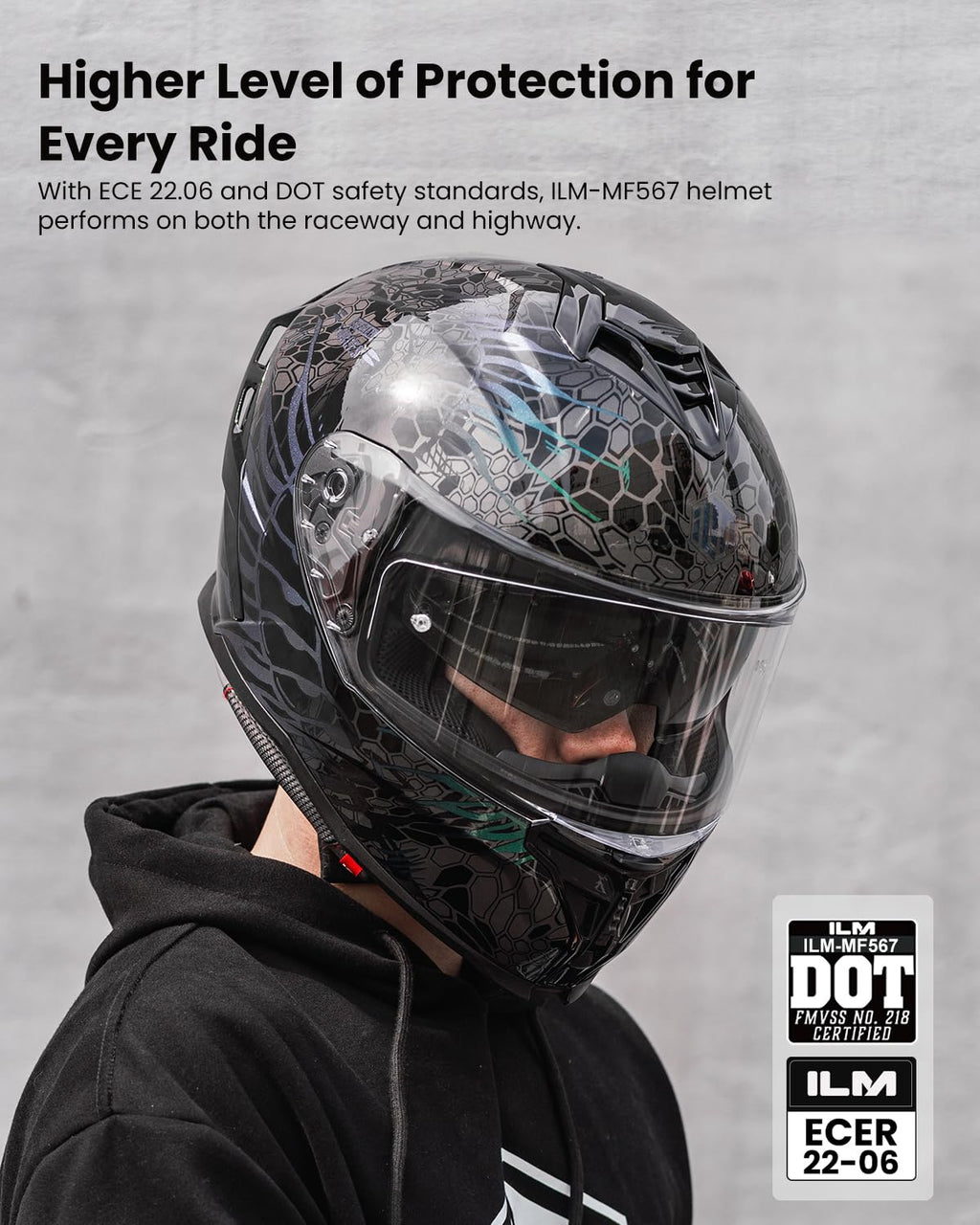 Motorcycle Helmet DOT ECE Dual Visor Full Face U405525