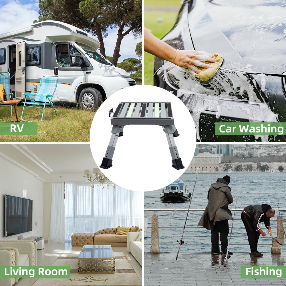 Adjustable Aluminum Folding Non-Slip RV Step Stool C462