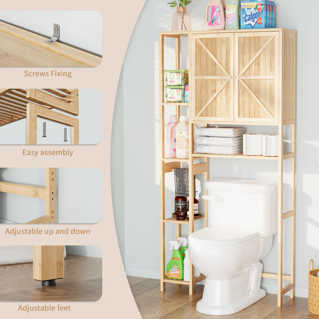 Bamboo Over-the-Toilet Storage Cabinet with Shelves F357