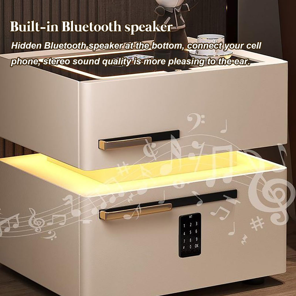 Light Gray Nightstand with Wireless Charging and Drawers B190428