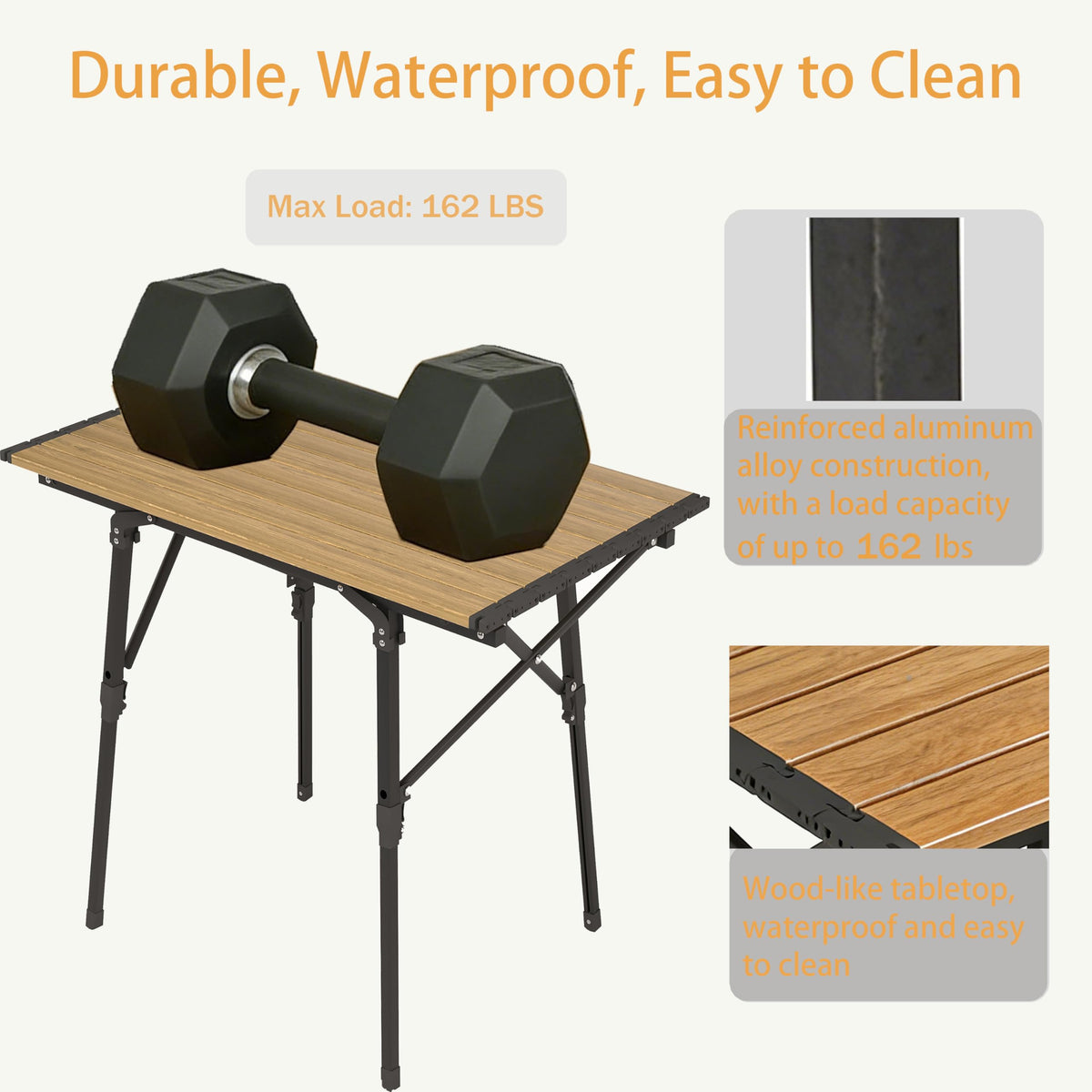 Lightweight Aluminum Alloy Folding Camping Table with Carry Bag M758224