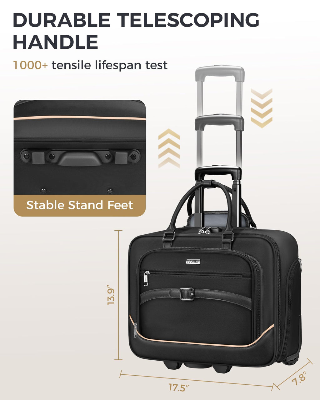 Black 17.3 In Rolling Laptop Bag with Wheels W60046