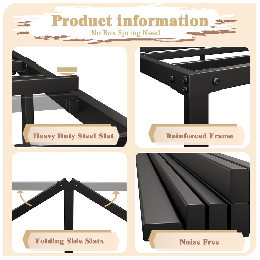 Queen 14-Inch Heavy-Duty Platform Bed Frame B52516