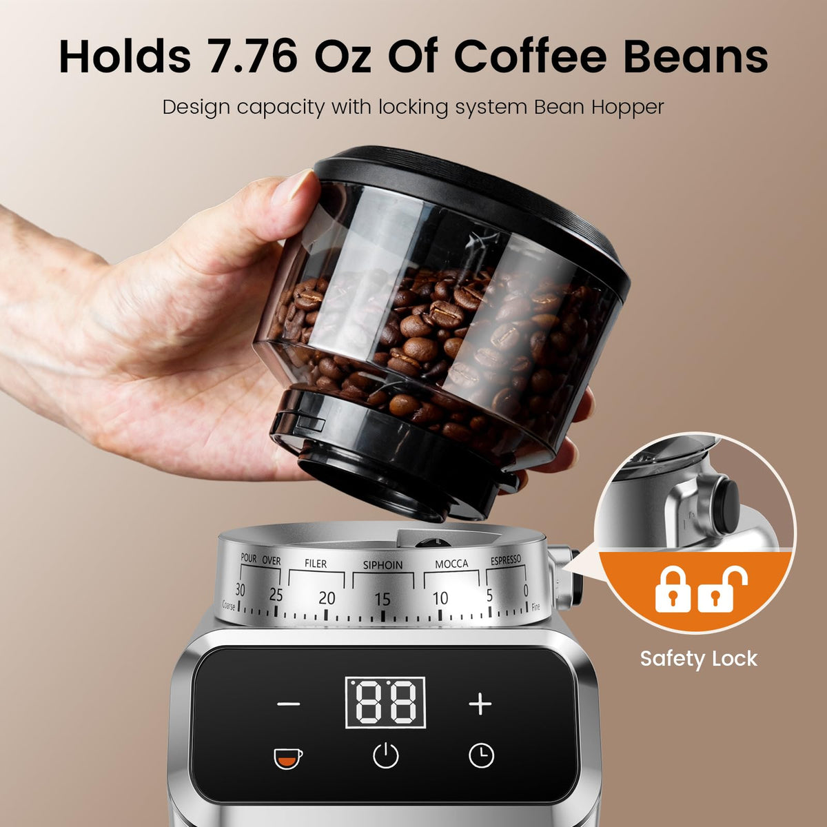 Electric Burr Coffee Grinder, 30 Settings N190
