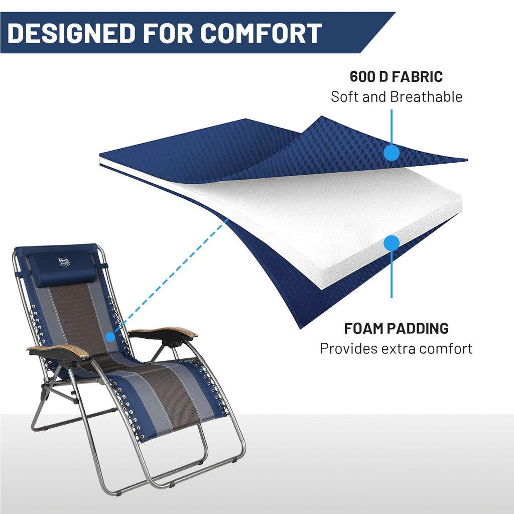 Oversized Zero Gravity Padded Reclining Lounge Chair with Cup Holder 350 lbs H754031