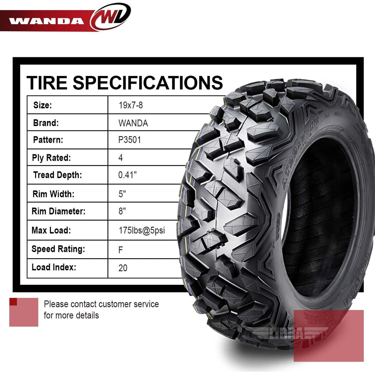 2 ATV Tires 19x7-8 X7576