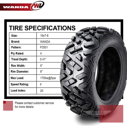 2 ATV Tires 19x7-8 X7576