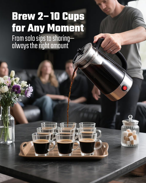 10-Cup Electric Percolator Coffee Pot with Borosilicate Carafe Q1588