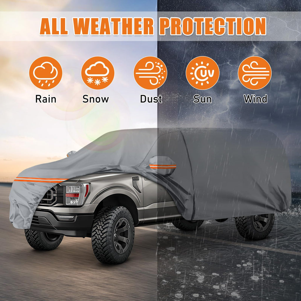 Waterproof Truck Cover for CrewCab 5.5/5.7/5.8 ft with Camper Shell Topper R621